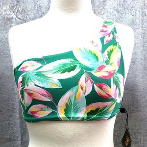 New Womens SKATIE Bikini Top One Shoulder Asymmetric Green Multi Leave XS